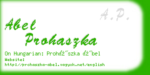 abel prohaszka business card